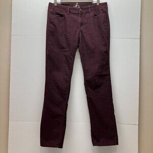 Ann Taylor LOFT Womens Modern Straight Maroon Burgundy Corduroy Jeans Pants Sz 8